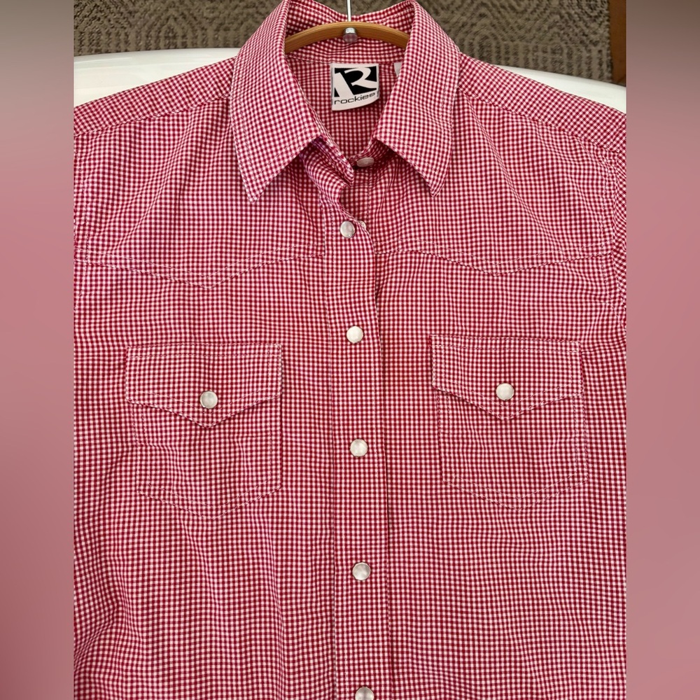 Rockies Red & White Gingham Western Snap-front Shirt – Size Small